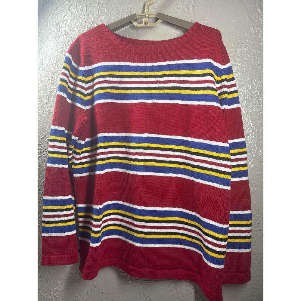 Lauren Ralph‎ Lauren Womens Red Yellow Blue Striped Vintage Sweater Size Medium
